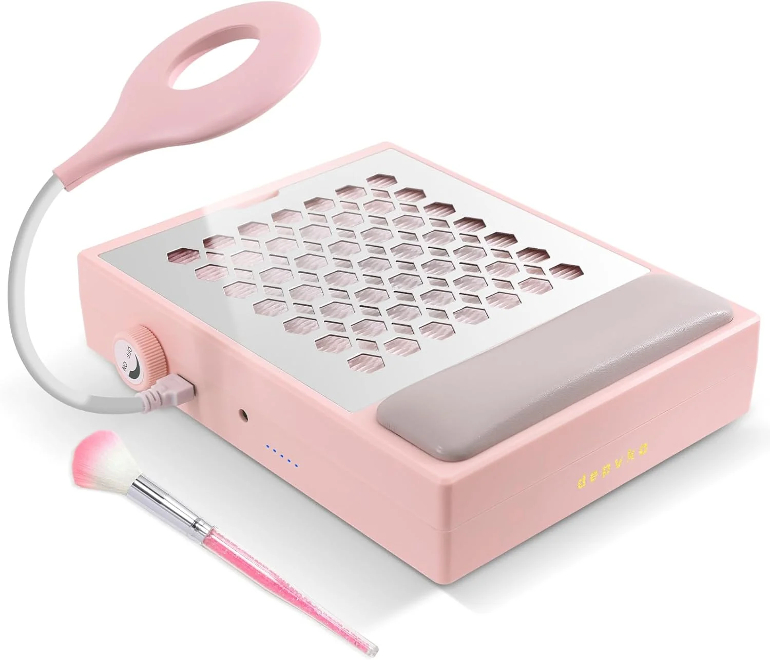 دستگاه مکنده گرد و غبار ناخن Depvko با لامپ، فیلتر قابل استفاده مجدد و برس، فن برقی قابل تنظیم برای مانیکور و پولیش ناخن های اکریلیک، کم صدا، صورتی دستگاه مکنده گرد و غبار ناخن Depvko با لامپ، فیلتر قابل استفاده مجدد و برس، فن برقی قابل تنظیم برای مانیکور و پولیش ناخن های اکریلیک، کم صدا، صورتی