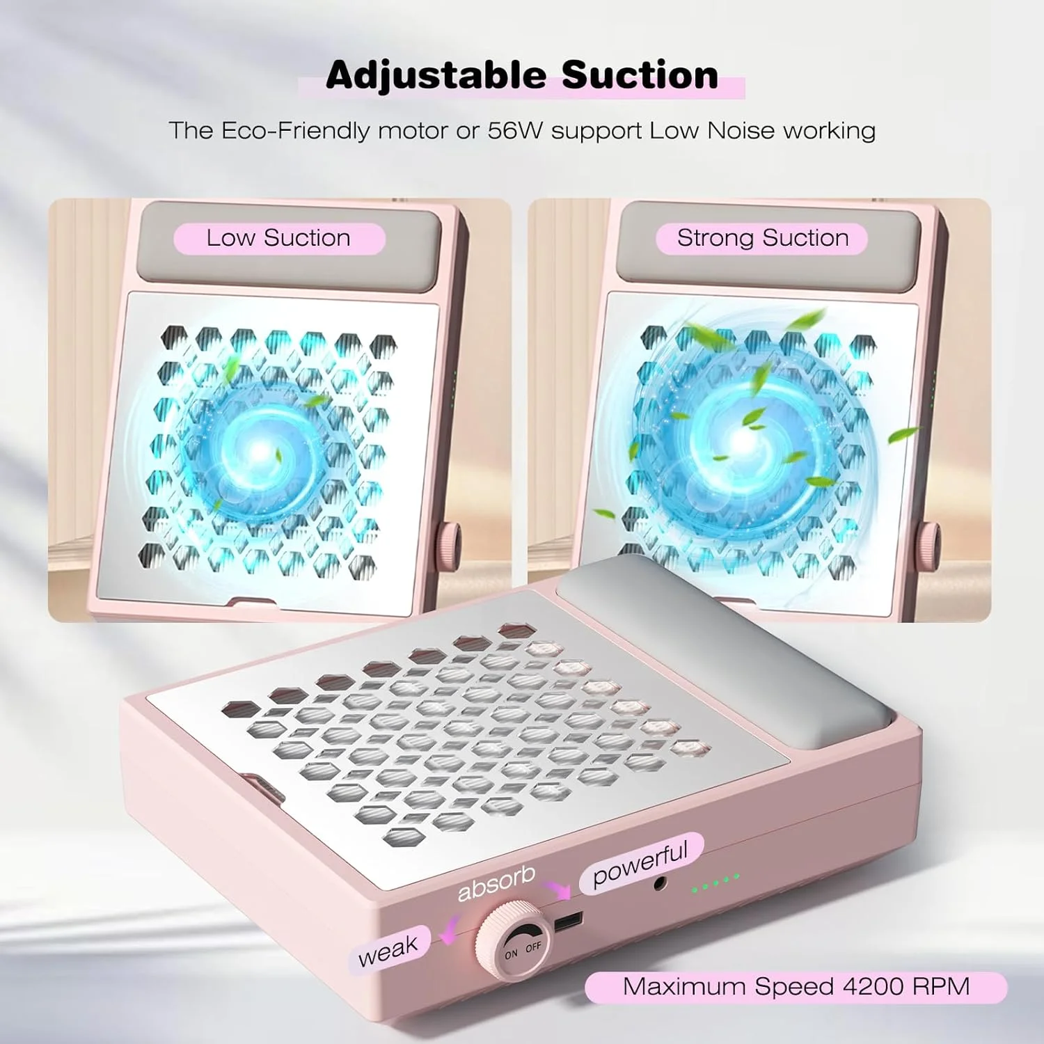 دستگاه مکنده گرد و غبار ناخن Depvko با لامپ، فیلتر قابل استفاده مجدد و برس، فن برقی قابل تنظیم برای مانیکور و پولیش ناخن های اکریلیک، کم صدا، صورتی دستگاه مکنده گرد و غبار ناخن Depvko با لامپ، فیلتر قابل استفاده مجدد و برس، فن برقی قابل تنظیم برای مانیکور و پولیش ناخن های اکریلیک، کم صدا، صورتی