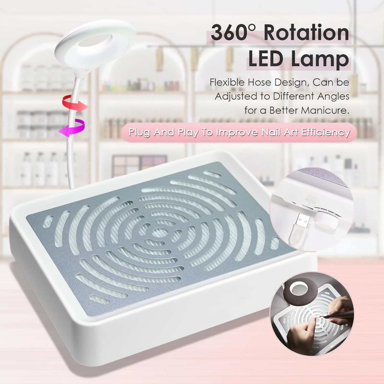دستگاه جمع کننده گرد و غبار ناخن Angju با نور LED - فن مکنده گرد و غبار ناخن قدرتمند 40 واتی با فیلتر قابل استفاده مجدد، لوازم مانیکور جمع کننده گرد و غبار برقی برای ناخن های اکریلیک، کم صدا دستگاه جمع کننده گرد و غبار ناخن Angju با نور LED - فن مکنده گرد و غبار ناخن قدرتمند 40 واتی با فیلتر قابل استفاده مجدد، لوازم مانیکور جمع کننده گرد و غبار برقی برای ناخن های اکریلیک، کم صدا