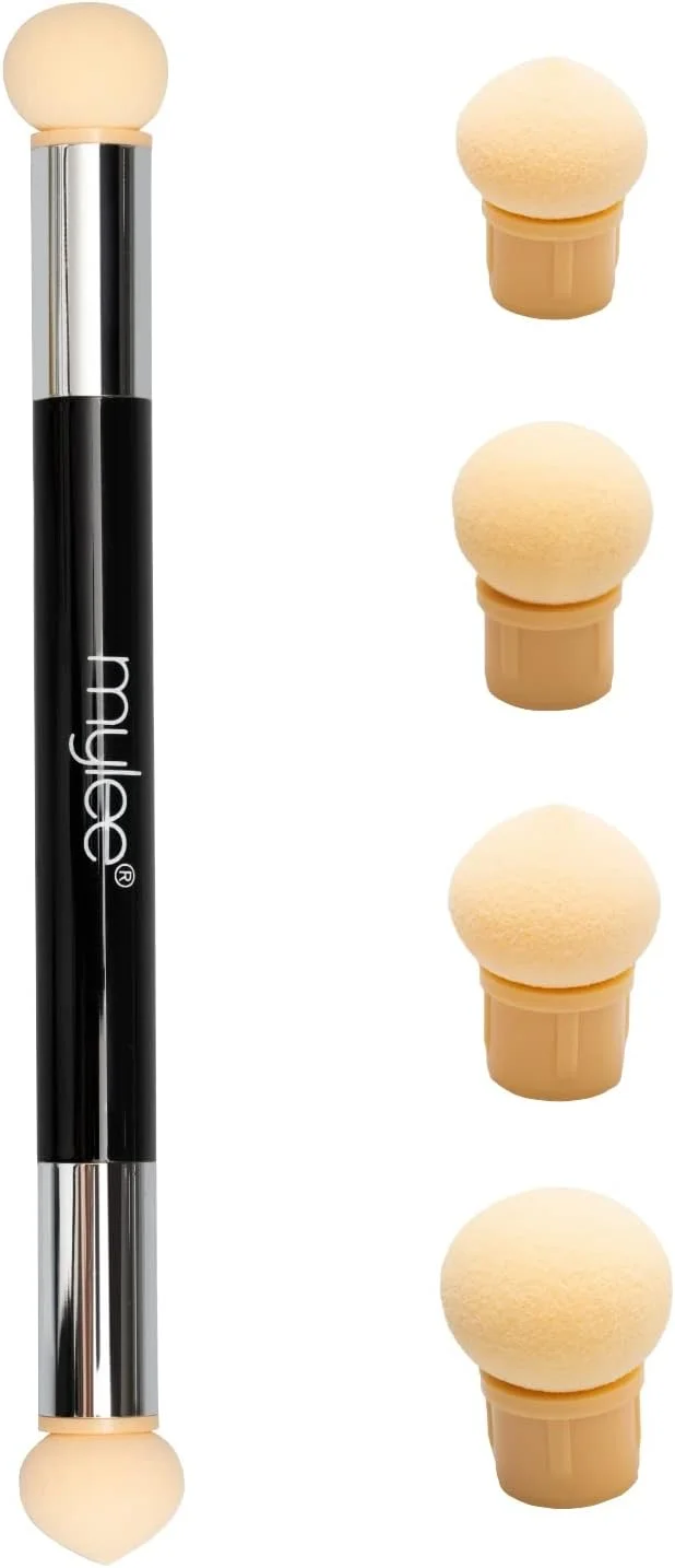 قلم اپلیکاتور اسفنجی دو طرفه مایلی - ابعاد قابل حمل - مناسب برای پخش رنگدانه ها، اکلیل ها و پولک ها - ایجاد جلوه گرادیان و آمبره، ابزار طراحی ناخن DIY - دارای 4 سر جایگزین - فاقد تست حیوانی و مواد مشتق از حیوانات