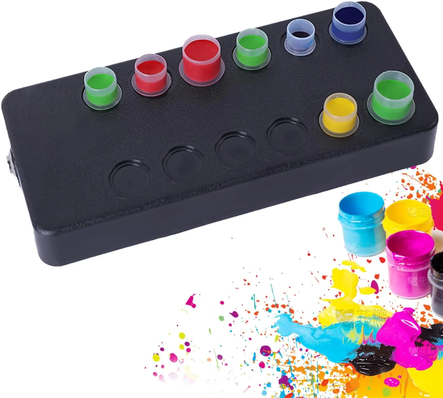 میکسر ورتکس کوچک، ست رنگ تاتو، همزن رنگدانه جوهر تاتو شارژی، 12 جایگاه با 40 فنجان رنگ و 200 میله مغناطیسی برای جوهر رنگدانه تاتو، لاک ناخن، رنگ مژه