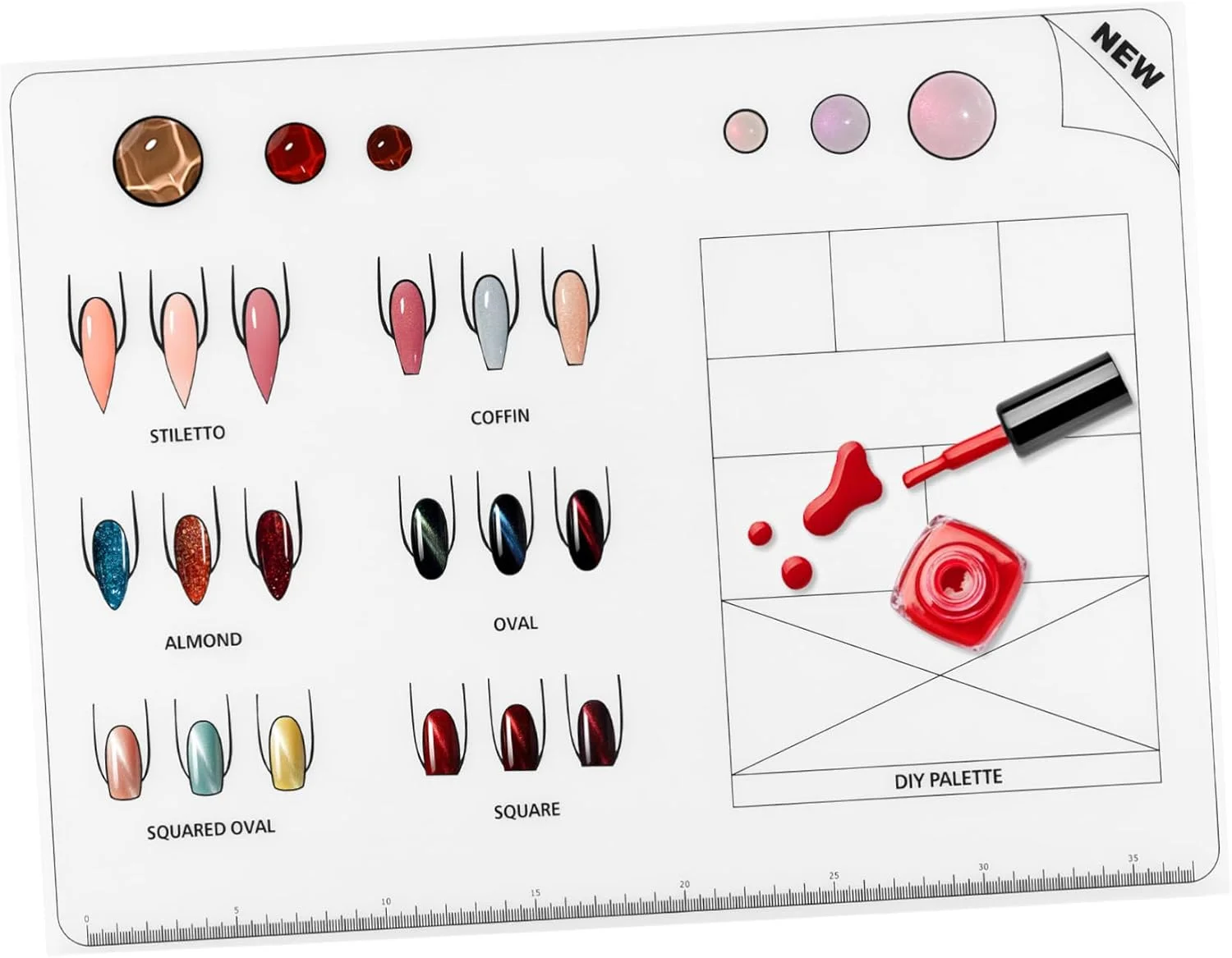 پد تمرینی طراحی ناخن آکریلیک ایپتبوم، پد سیلیکونی تمرین طراحی ناخن، تمیز کردن آسان، قابل استفاده مجدد، ابزار ناخن برای ناخن های انگشت آکریلیک
