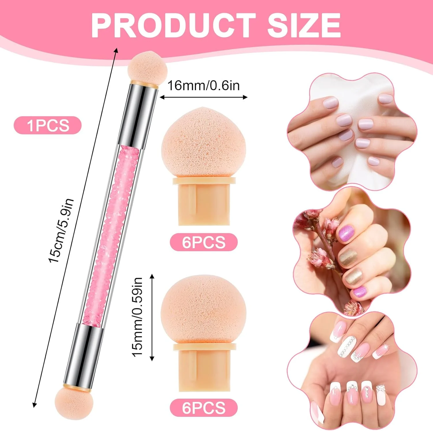 قلم موی بیبی بومر، قلم موی اسفنجی دو سر، اسفنج های گرد طراحی ناخن و قلم موی اسفنجی برای طراحی ناخن DIY، جلوه آمبره، شامل 12 سر جایگزین برای ژل UV و ناخن های مصنوعی قلم موی بیبی بومر، قلم موی اسفنجی دو سر، اسفنج های گرد طراحی ناخن و قلم موی اسفنجی برای طراحی ناخن DIY، جلوه آمبره، شامل 12 سر جایگزین برای ژل UV و ناخن های مصنوعی