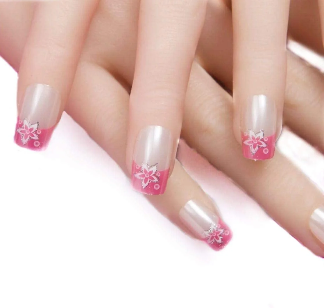 ناخن مصنوعی زنانه با نوک فرانسوی و طرح ایربراش متقاطع، چسب فوق العاده ارتقا یافته، فرم مناسب و برداشتن آسان - 24 عدد - JQ124 ناخن مصنوعی زنانه با نوک فرانسوی و طرح ایربراش متقاطع، چسب فوق العاده ارتقا یافته، فرم مناسب و برداشتن آسان - 24 عدد - JQ124