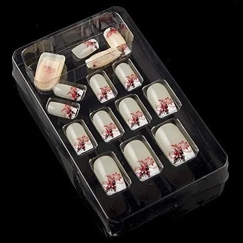 ناخن مصنوعی زنانه با طراحی نوک فرانسوی و ایربراش، چسبندگی فوق العاده و نصب آسان - 24 عدد - 12J246 ناخن مصنوعی زنانه با طراحی نوک فرانسوی و ایربراش، چسبندگی فوق العاده و نصب آسان - 24 عدد - 12J246