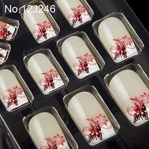 ناخن مصنوعی زنانه با طراحی نوک فرانسوی و ایربراش، چسبندگی فوق العاده و نصب آسان - 24 عدد - 12J246 ناخن مصنوعی زنانه با طراحی نوک فرانسوی و ایربراش، چسبندگی فوق العاده و نصب آسان - 24 عدد - 12J246