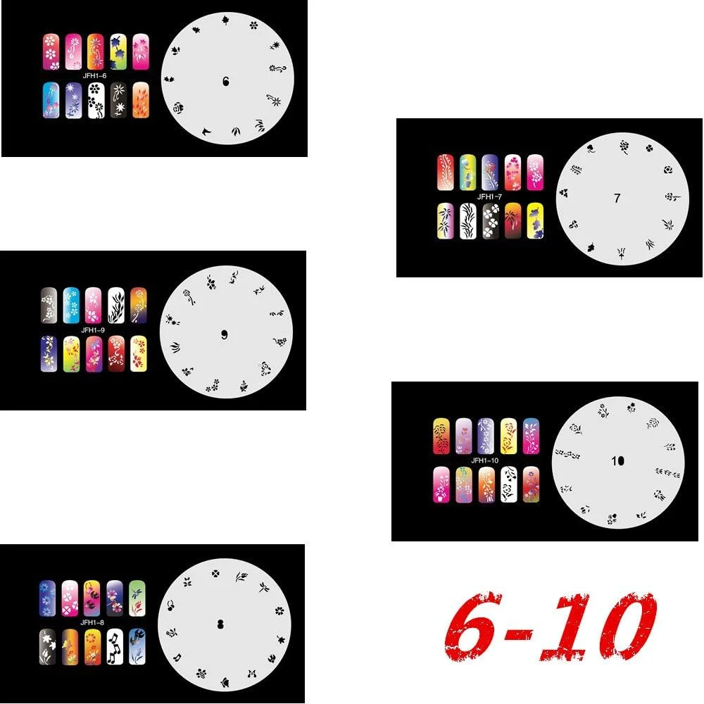 ابزار طراحی شابلون مانیکور BUYTER، 20 تکه شیت الگو رنگ آمیزی ناخن قابل استفاده مجدد (10 عدد تصادفی) ابزار طراحی شابلون مانیکور BUYTER، 20 تکه شیت الگو رنگ آمیزی ناخن قابل استفاده مجدد (10 عدد تصادفی)