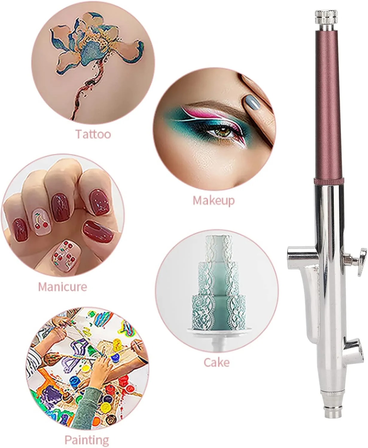 قلم ایربراش آرایشی Huleo قابل حمل با نازل 0.3 میلی متری و برس تمیز کننده لوله مناسب برای تزئین کیک - بنفش خاکستری قلم ایربراش آرایشی Huleo قابل حمل با نازل 0.3 میلی متری و برس تمیز کننده لوله مناسب برای تزئین کیک - بنفش خاکستری