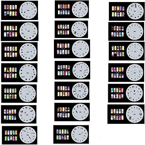 ابزار طراحی استنسیل مانیکور BUYTER، ایربراشینگ 20 تکه، شیت قالب رنگ ناخن قابل استفاده مجدد (ست 13 (241-260))