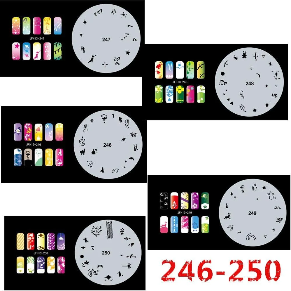 ابزار طراحی استنسیل مانیکور BUYTER، ایربراشینگ 20 تکه، شیت قالب رنگ ناخن قابل استفاده مجدد (ست 13 (241-260)) ابزار طراحی استنسیل مانیکور BUYTER، ایربراشینگ 20 تکه، شیت قالب رنگ ناخن قابل استفاده مجدد (ست 13 (241-260))