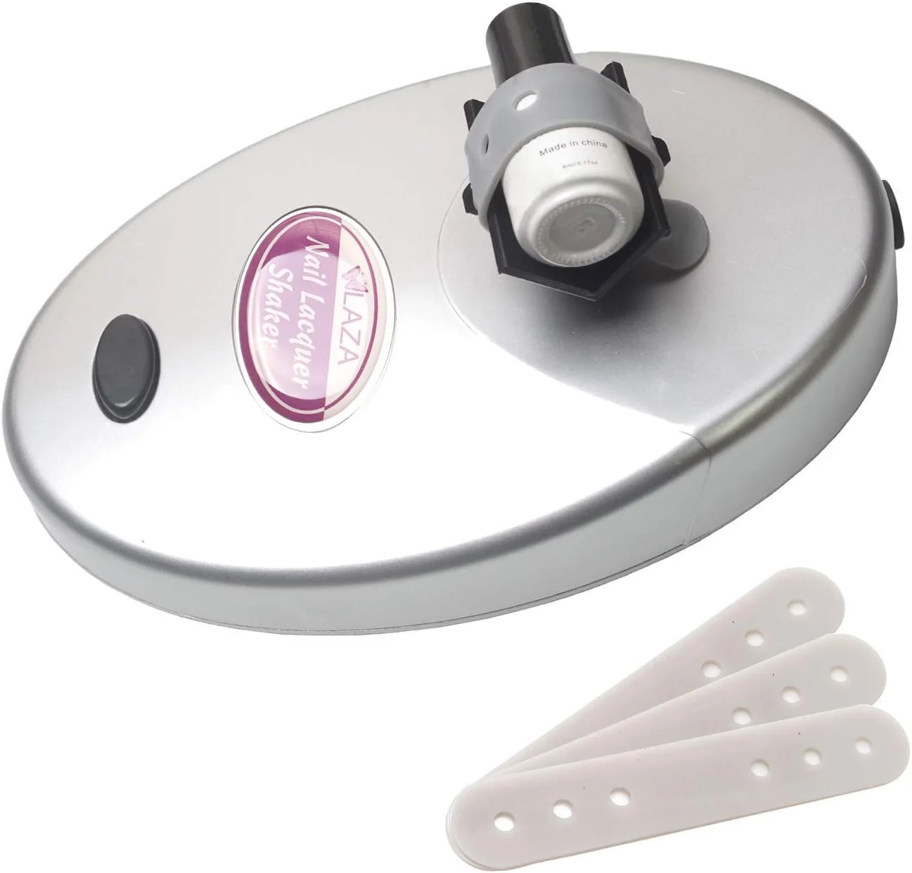 دستگاه لرزاننده لاک ناخن Laza، مناسب برای لاک ژل و برق ناخن، دستگاه لرزش قابل تنظیم برای بطری، ابزار لرزش یکنواخت برای هنر ناخن - نقره ای