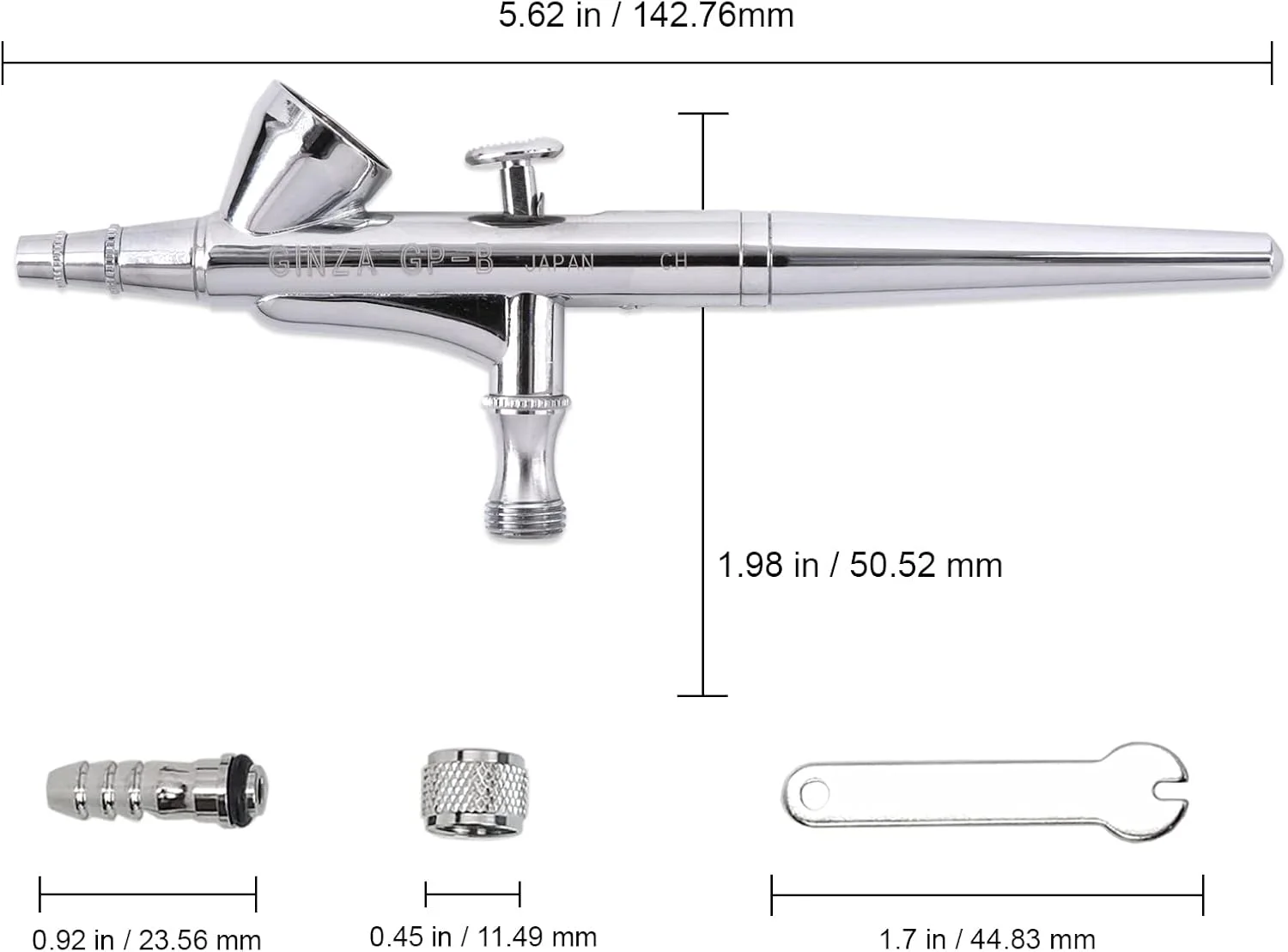 گان ایربراش دوال اکشن گینزا HP BR با مخزن کوچک گرانشی (مدل GP-B) ساخت ژاپن، مناسب برای طراحی ناخن، ایربراشینگ، برنزه کردن، تتو، اسپری بدن، نقاشی خودرو یا نقاشی هنری گان ایربراش دوال اکشن گینزا HP BR با مخزن کوچک گرانشی (مدل GP-B) ساخت ژاپن، مناسب برای طراحی ناخن، ایربراشینگ، برنزه کردن، تتو، اسپری بدن، نقاشی خودرو یا نقاشی هنری
