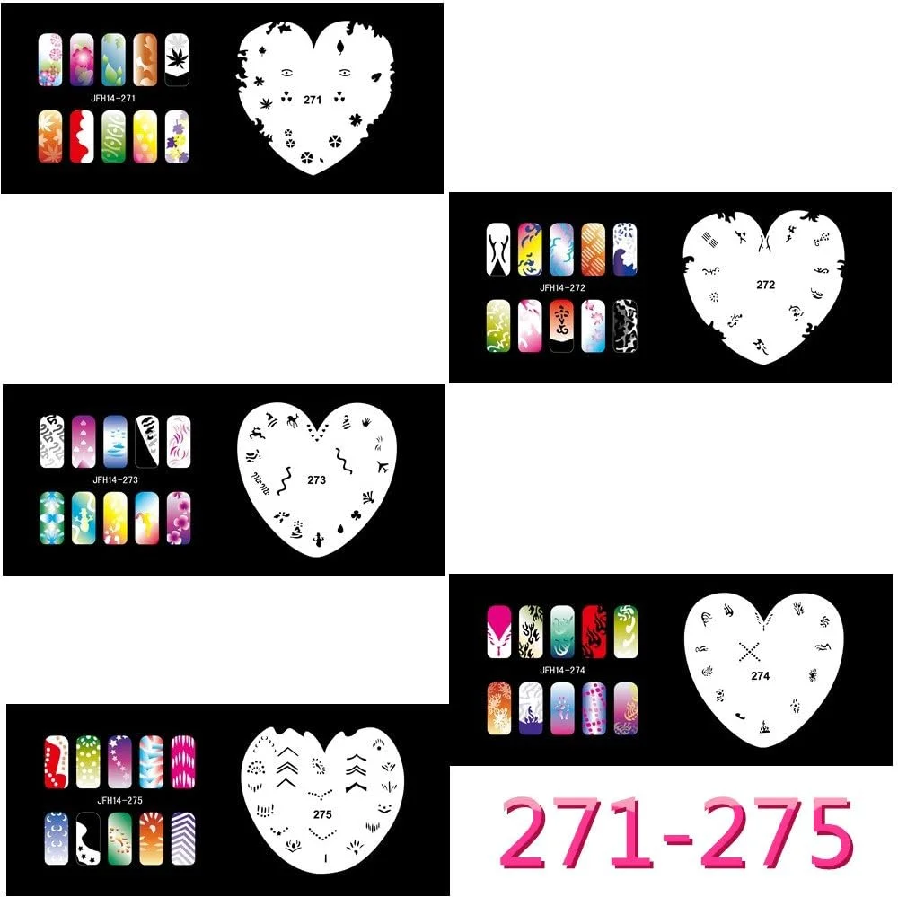 ابزار شابلون طراحی ناخن بایتر، ایربراشینگ، 20 عدد، ورق قالب رنگ ناخن قابل استفاده مجدد (ست 14 (261-280)) ابزار شابلون طراحی ناخن بایتر، ایربراشینگ، 20 عدد، ورق قالب رنگ ناخن قابل استفاده مجدد (ست 14 (261-280))