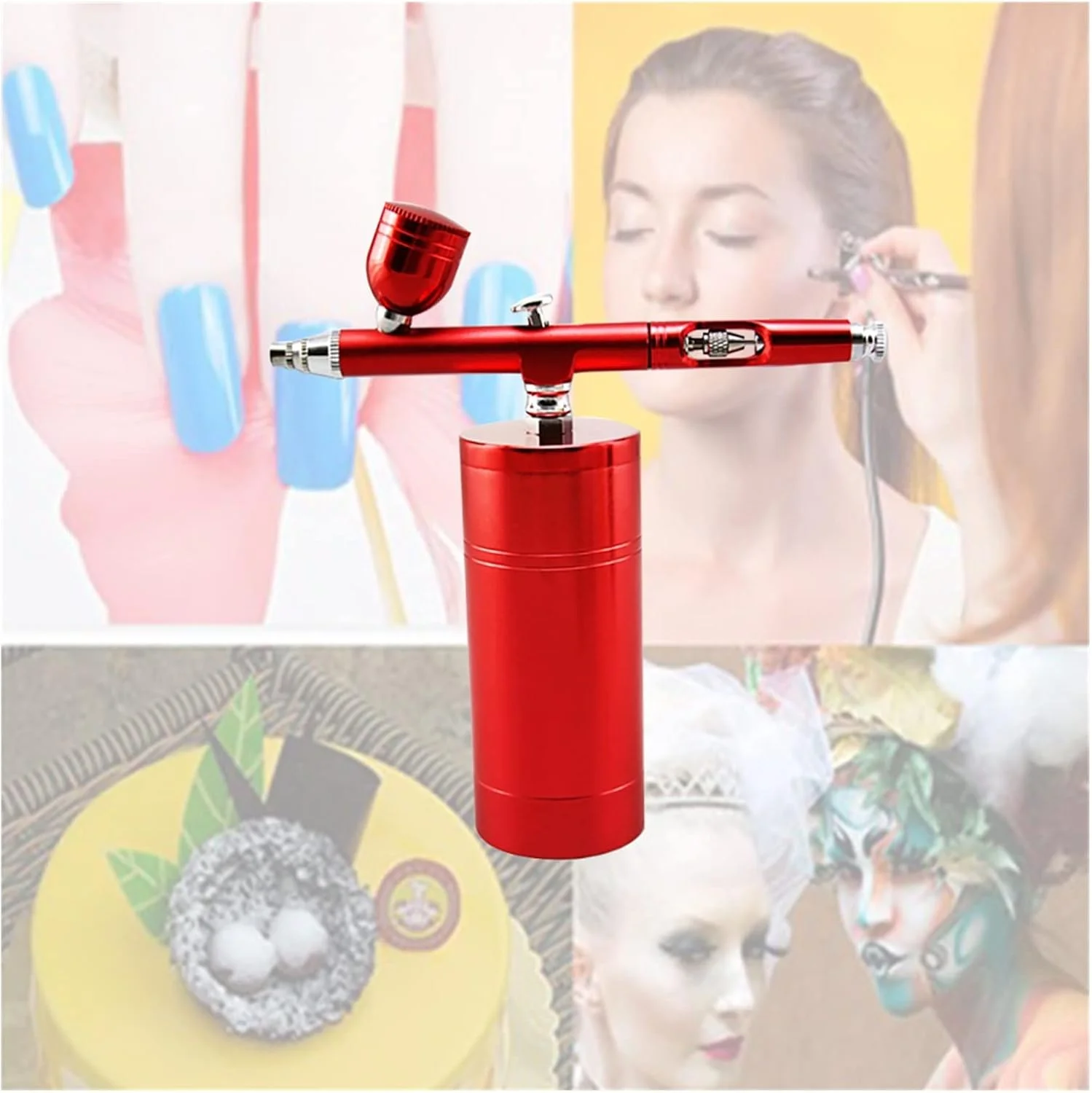 ایر براش مینی رنگ پاش با قدرت بالا، کنترل سوییچ قوی، تجاری، بهترین کیت های مستر اسپری برای برنزه کردن (قسمت B قرمز)