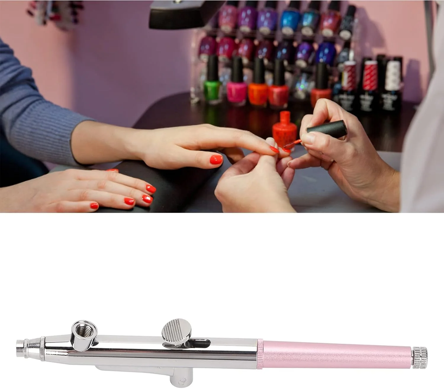 قلم ایربراش آرایشی هولئو، نازل 0.3 میلی‌متری، لوله تمیزکننده، مناسب برای تزئین کیک - صورتی