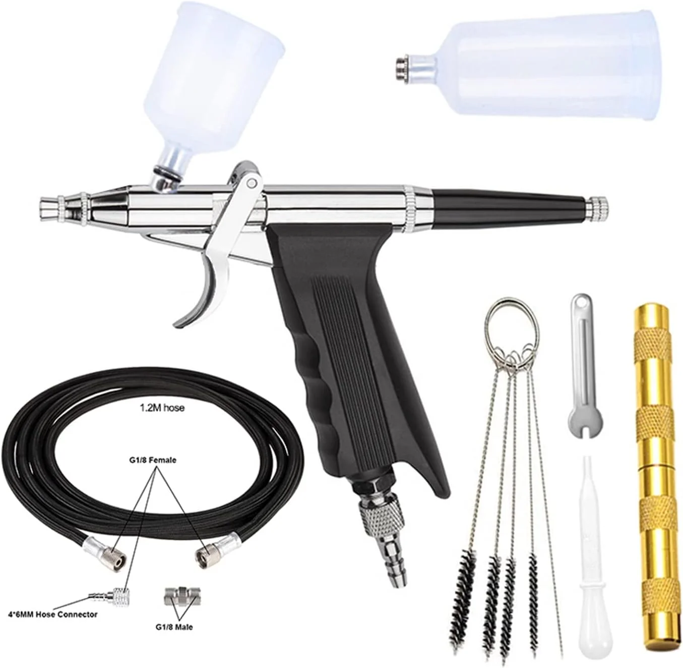 ایربراش دوال اکشن گرانشی برای هنر، مدل سازی، رنگ آمیزی ناخن، کیک و DIY، نازل 0.3 میلی متری با ظرفیت 7، 20 و 40 سی سی به همراه ابزار سندبلاست ایربراش دوال اکشن گرانشی برای هنر، مدل سازی، رنگ آمیزی ناخن، کیک و DIY، نازل 0.3 میلی متری با ظرفیت 7، 20 و 40 سی سی به همراه ابزار سندبلاست