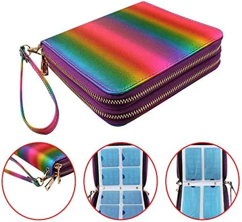 کیف نگهداری 120 تایی پلیت های طراحی ناخن با زیپ دوبل و رنگین کمانی کیف نگهداری 120 تایی پلیت های طراحی ناخن با زیپ دوبل و رنگین کمانی