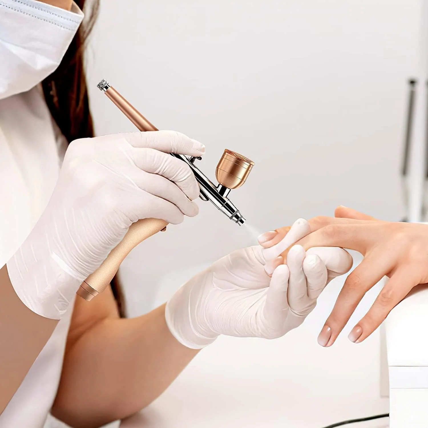 کیت لایموس با کمپرسور، ست ایربراش بی سیم قابل حمل برای نقاشی با فشار 30PSI، مینی دستی دوال اکشن با تغذیه گرانشی و نازل 0.3 میلی متری برای مدل، ناخن، تزیین کیک، طلایی