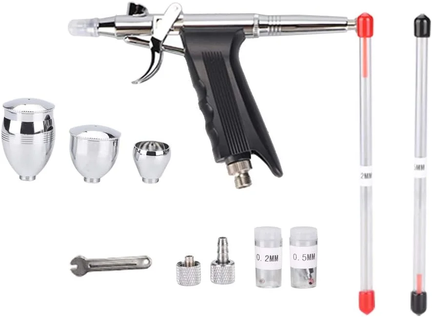 کیت ایربراش دوال اکشن با کمپرسور، مناسب برای صنایع دستی، نقاشی کیک، هنر و ابزار اسپری