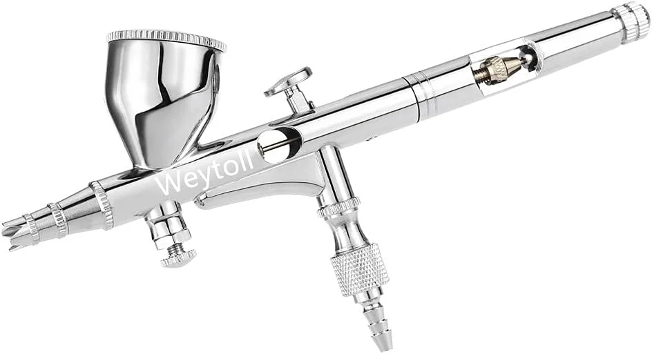 ایرووامی Weytoll ست حرفه ای ایربراش گرانشی برای نقاشی هنری، مانیکور، رنگ آمیزی، مدل سازی، ابزار ایربراش ناخن 0.2 میلی متر 9 سی سی