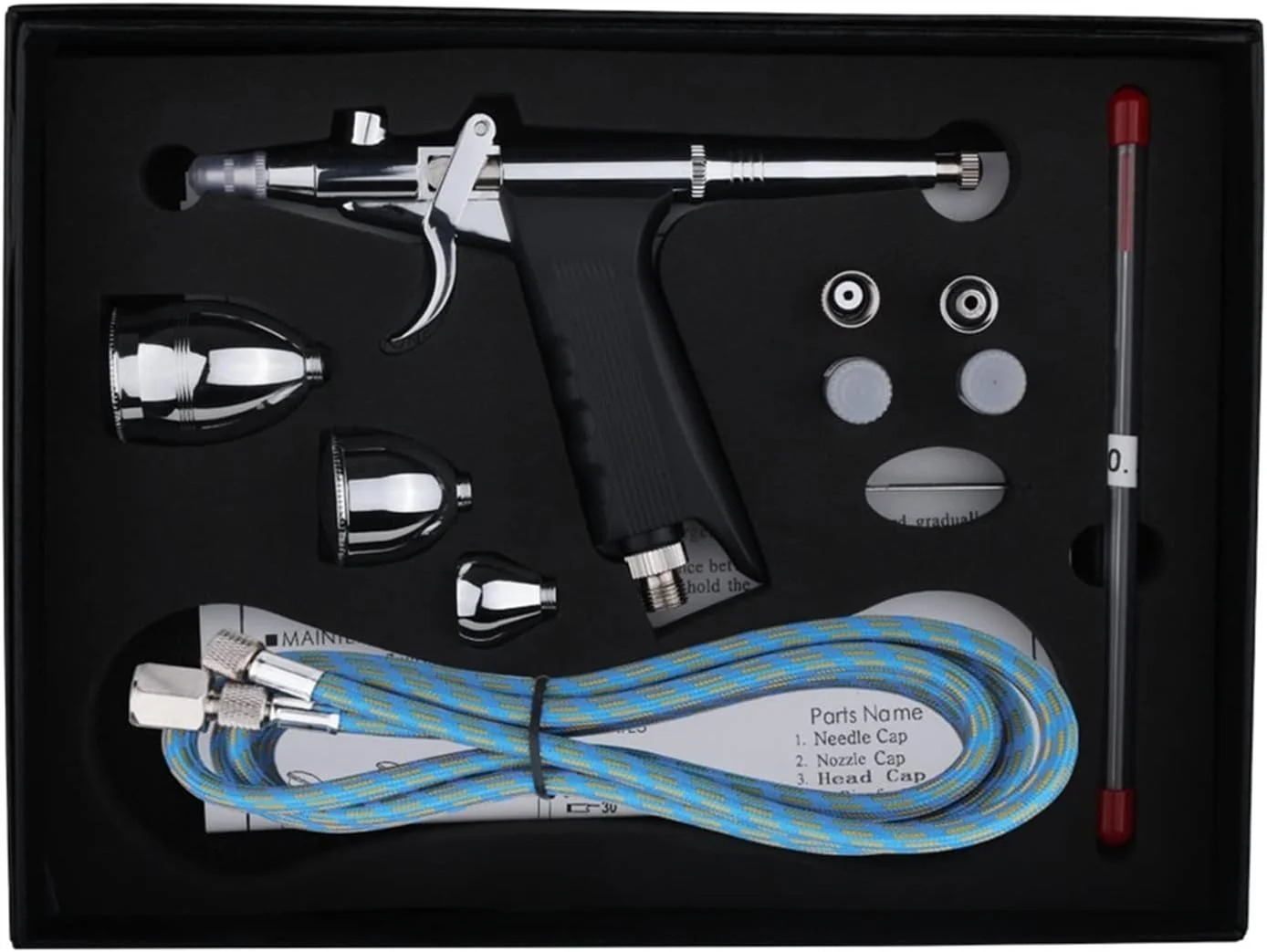 ست ایربراش رنگ پاش با سه سایز سوزن 0.3/0.5/0.8 میلی متر، دو حالته، مخزن رو 2cc 5cc 13cc مناسب مدل سازی، کیک، صنایع دستی و نقاشی خودرو