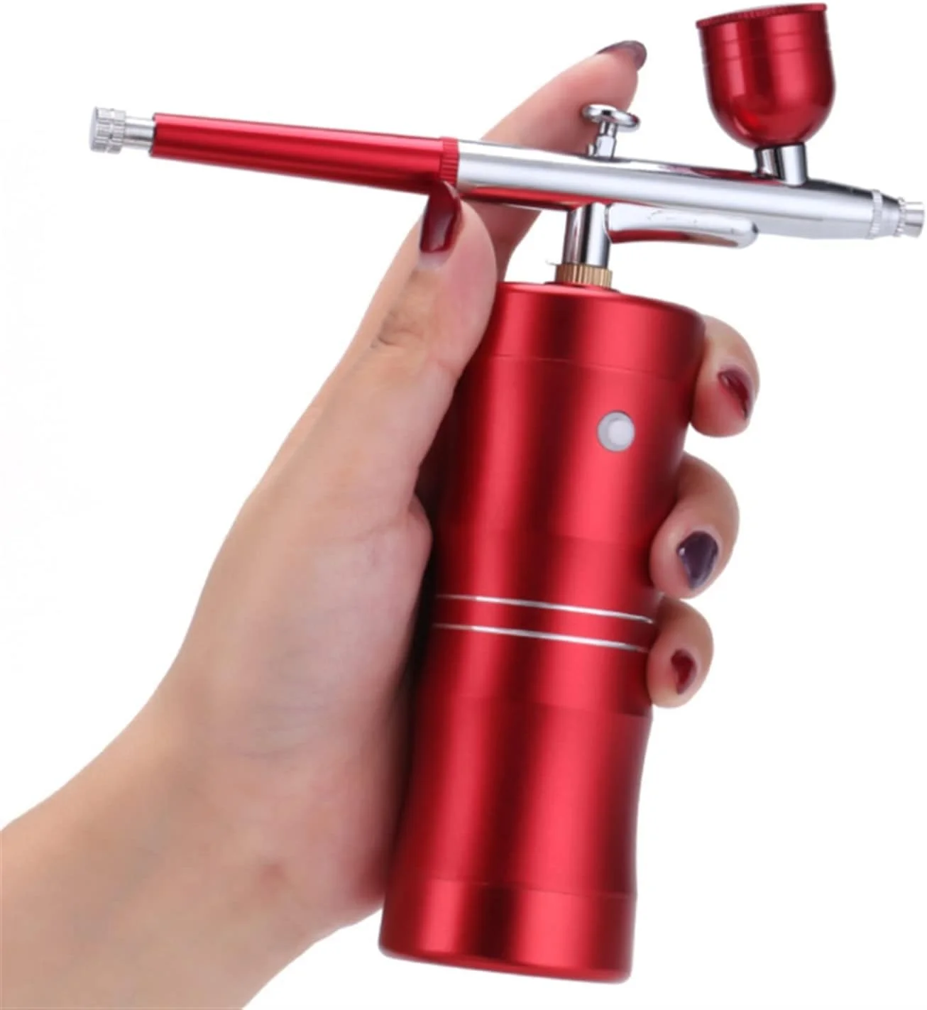 اسپری ایر براش دوگانه با شارژ USB، کمپرسور هوا قابل حمل برای کیک، طراحی ناخن، آرایش صورت و بدن، اسپری رنگ برای هنر ناخن موقت و سرگرمی های خودرو