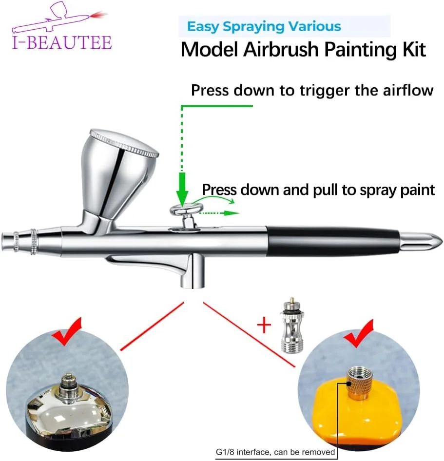 قلم ایربراش گرانشی با 3 سوزن اختیاری (0.2، 0.3 و 0.5) دوال اکشن برای نقاشی آرایش ناخن و تاتو قلم ایربراش گرانشی با 3 سوزن اختیاری (0.2، 0.3 و 0.5) دوال اکشن برای نقاشی آرایش ناخن و تاتو