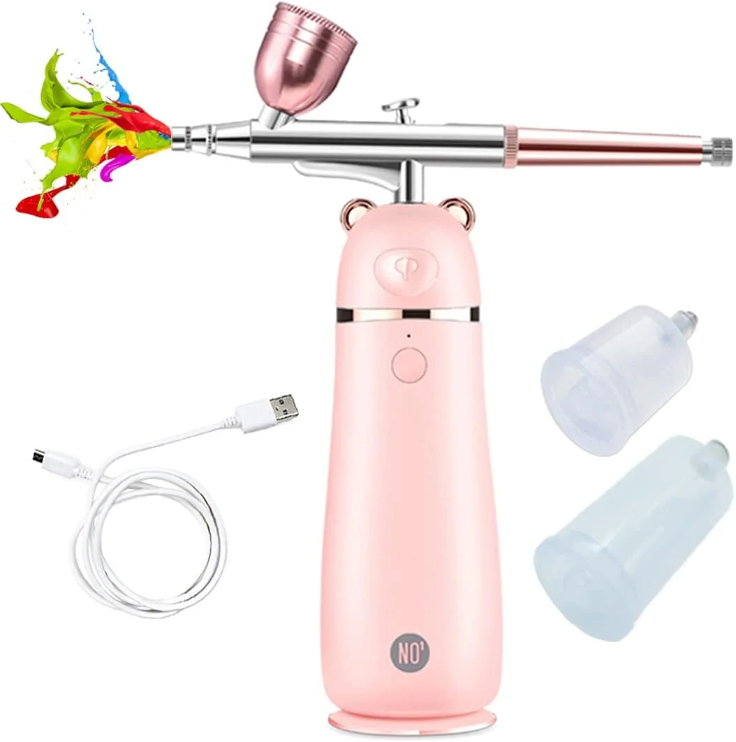 کیت ایربراش، کیت آرایش ایربراش بی سیم، تفنگ ایربراش قابل حمل با کیت کمپرسور، تفنگ اسپری دستی برای تزئین کیک، نقاشی هنری، طراحی ناخن، مدل رنگ آمیزی، گرافیتی، گرافیک