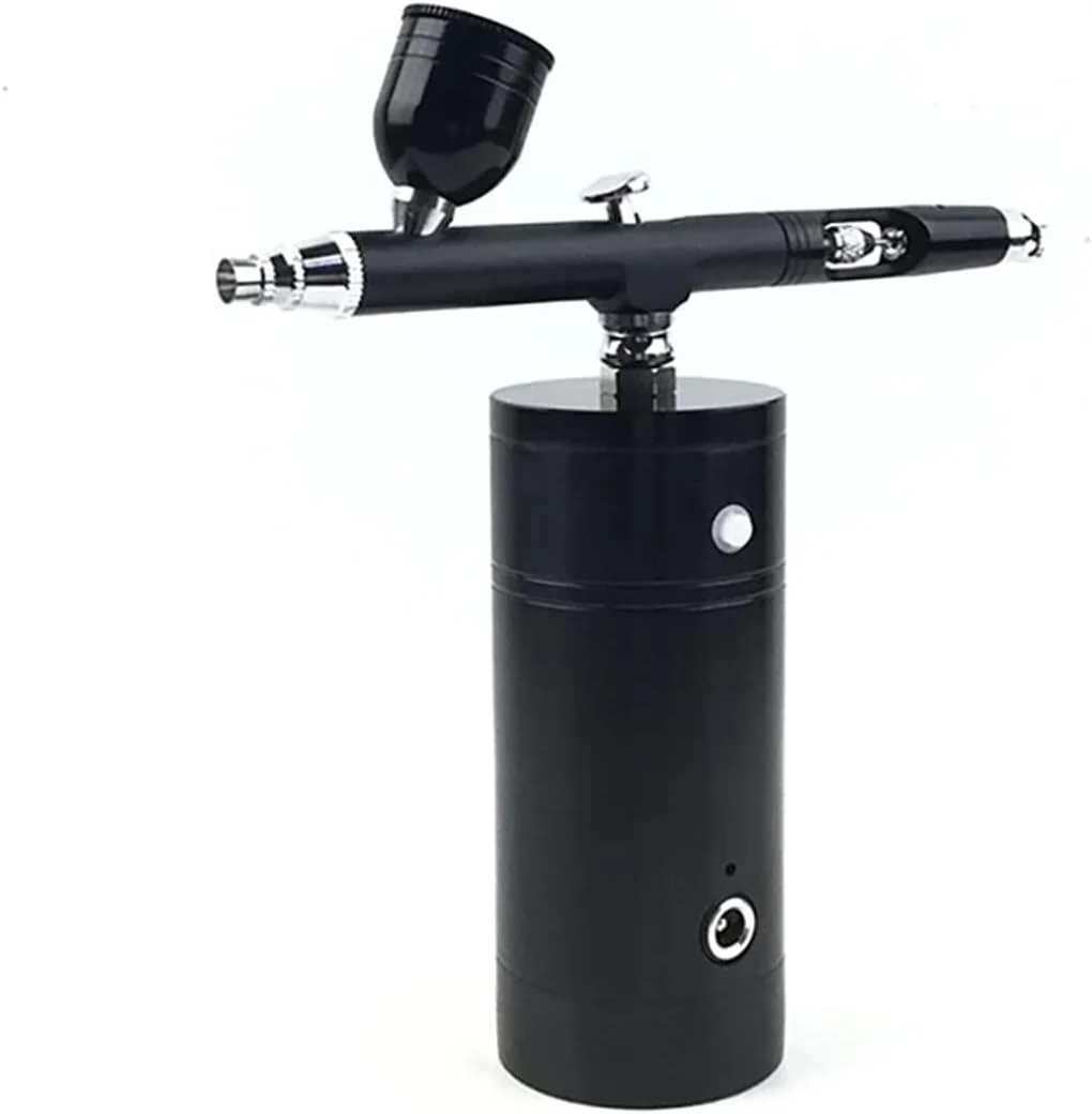 دستگاه رنگ پاش ایربراش HANEFRE، کیت کمپرسور، مناسب استفاده خانگی، رنگ پاش برقی، قلم دو کاره حرفه ای، ابزار پنوماتیک طراحی ناخن و آرایش (رنگ: قسمت A مشکی)(قسمت A مشکی)