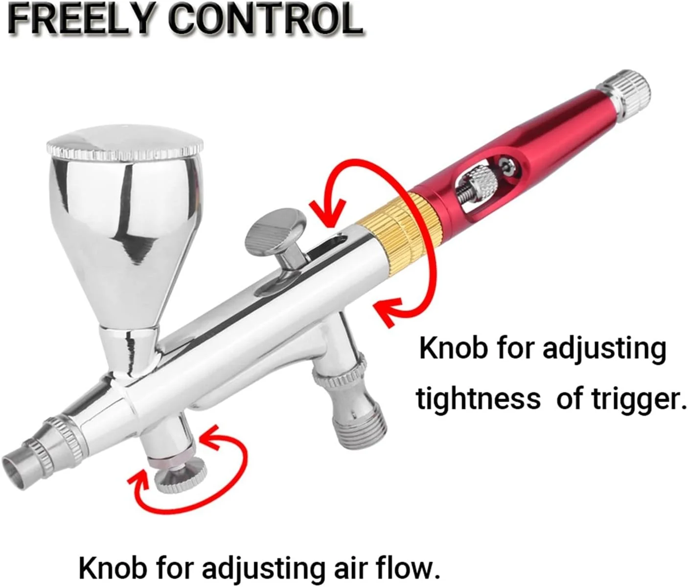 ایر براش مینی 9 سیسی با عملکرد دوگانه و مخزن رنگ جداشدنی، مناسب برای رنگ، طراحی ناخن، آرایش، تتو صورت، هنر DIY، رنگ قرمز و طلایی ایر براش مینی 9 سیسی با عملکرد دوگانه و مخزن رنگ جداشدنی، مناسب برای رنگ، طراحی ناخن، آرایش، تتو صورت، هنر DIY، رنگ قرمز و طلایی