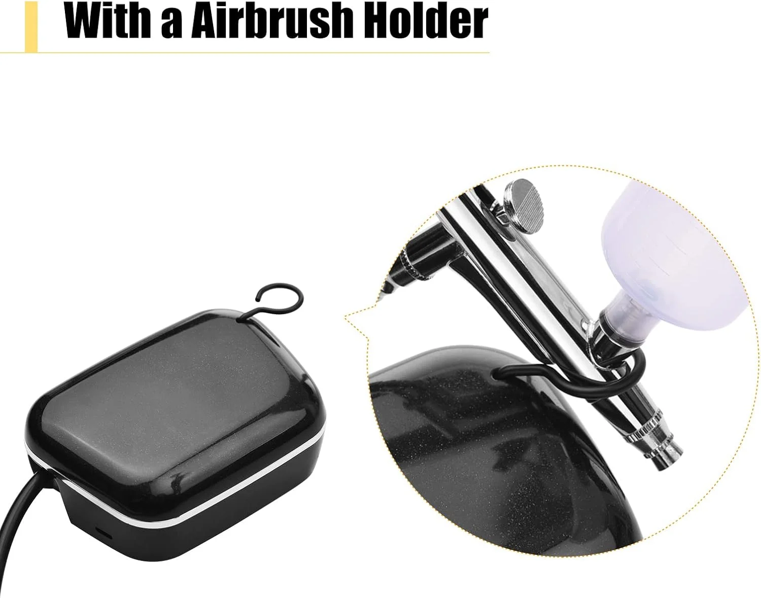 کیت چند منظوره ایرورامی با کمپرسور و ایربراش دستی دو حالته با فشار 18PSI، تغذیه از طریق USB به همراه 2 عدد مخزن رنگ برای نقاشی، مدل سازی، رنگ آمیزی، طراحی ناخن، آرایش و تزیین کیک