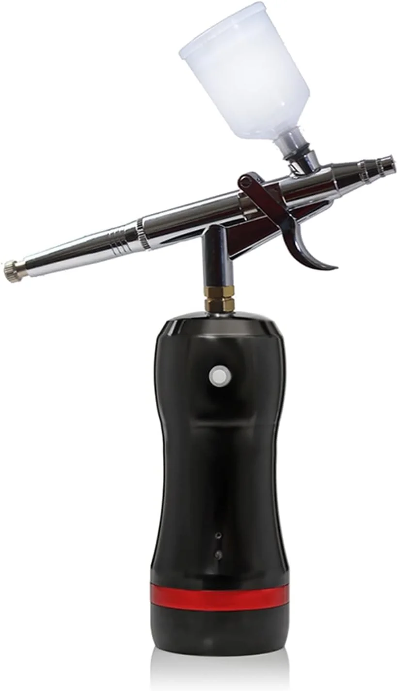 بهترین ایربراش با کیت کمپرسور 20CC 40CC، پیستوله هاپر، باتری قابل تعویض، مناسب برای ناخن، رنگ های معدنی، تاتو، سالن، برای دیوارهای داخلی و خارجی منزل، سقف، فن (رنگ: قسمت A مشکی)
