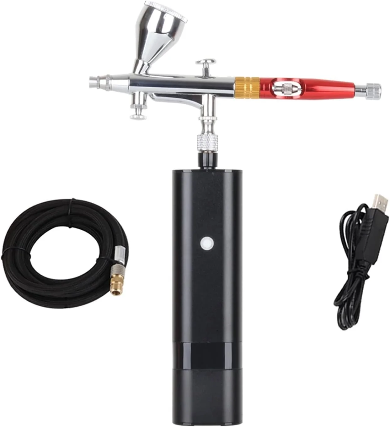 ست مینی ایربراش تفنگی رنگ پاش، ست کمپرسور ایربراش دوال اکشن، فنجان فشار قوی قابل تعویض برای نقاشی، تاتو، مدل کیک، طراحی ناخن، آرایش، کیت تفنگ سندبلاست (رنگ: مشکی D)