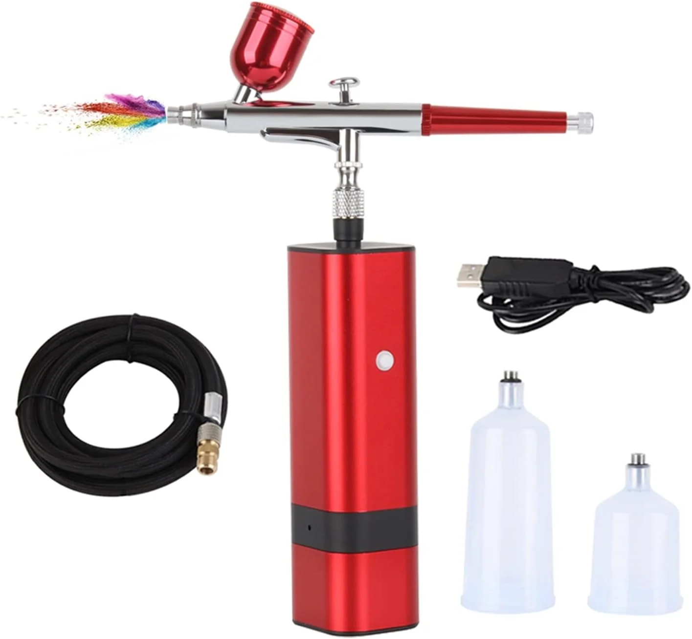 کیت مینی ایربراش BREAUX با فنجان قابل تعویض، اسپری مشکی و قرمز مناسب نقاشی، آرایشگری، آرایش، تزئین غذا، تتو، ناخن و ابزارهای سندبلاست (رنگ: A) (رنگ: E)