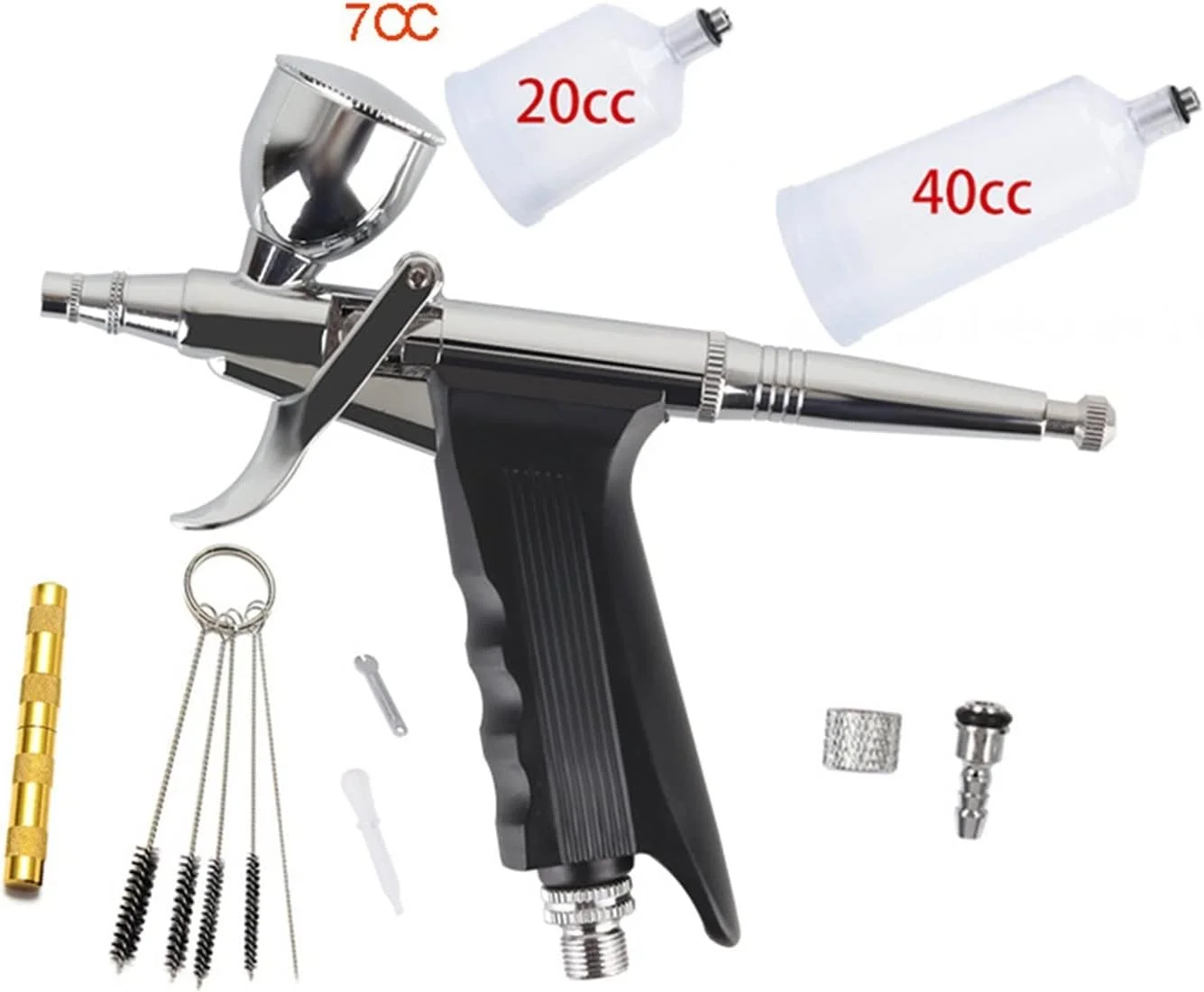 پیستوله بادی دو حالته با ظرفیت بالا، قلم ایربراش، مناسب آرایش، ناخن، زیبایی، آرایشگری، تتو، رنگ خودرو، تزئین کیک، کیت رنگ آمیزی ابزار تعمیر خودرو (C)