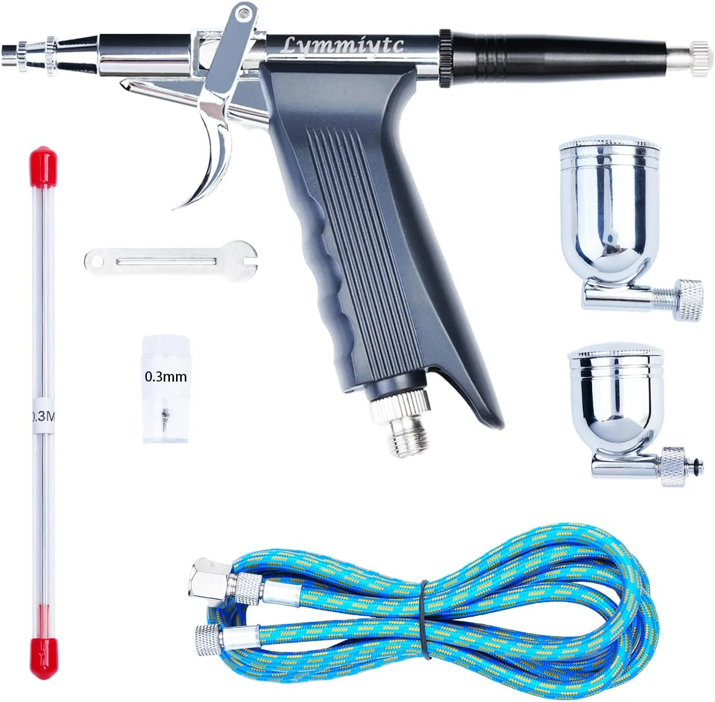 کیت ایربراش گرانشی با ماشه، تفنگ اسپری برای تاتو، آرایش، طراحی ناخن و نقاشی مدل (کیت ایربراش 166K با نازل سوزنی 0.3 میلی‌متری)