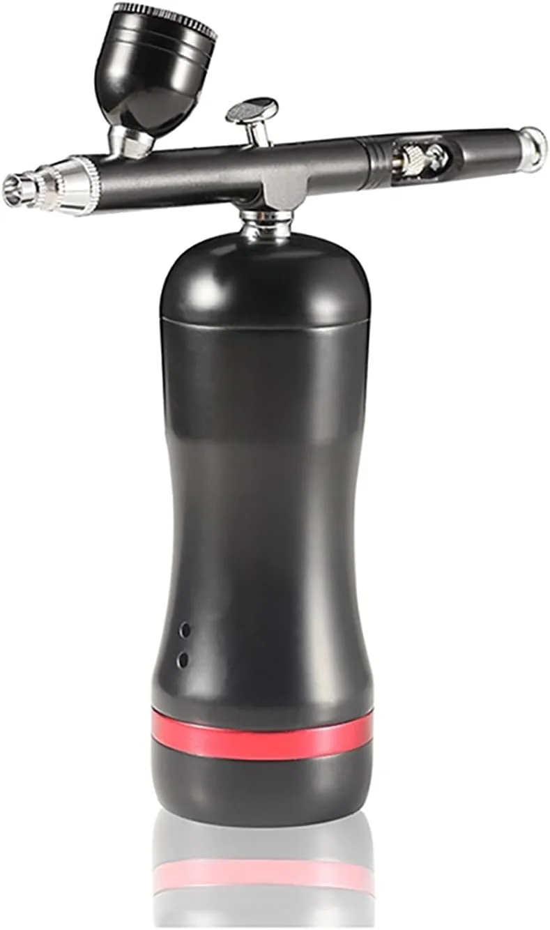 ایر براش با کمپرسور، قابل حمل، مینی، مناسب آرایش، طراحی ناخن، تتو، رنگ آمیزی و سندبلاست (طلایی)