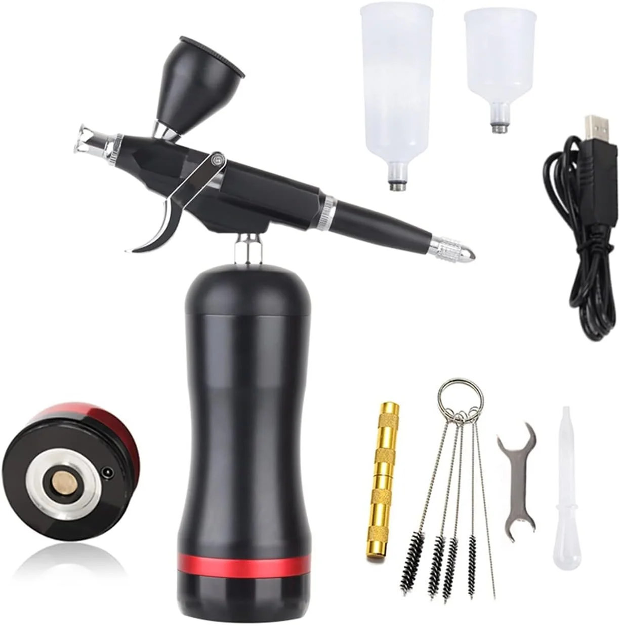 کیت کمپرسور ایربراش بی سیم، اسپری دوال اکشن با فشار بالا برای هنر، مدل، رنگ بدن، آرایش هنرمند، ناخن، خالکوبی، ابزار کیک، ابزار اسپری (قسمت 7)