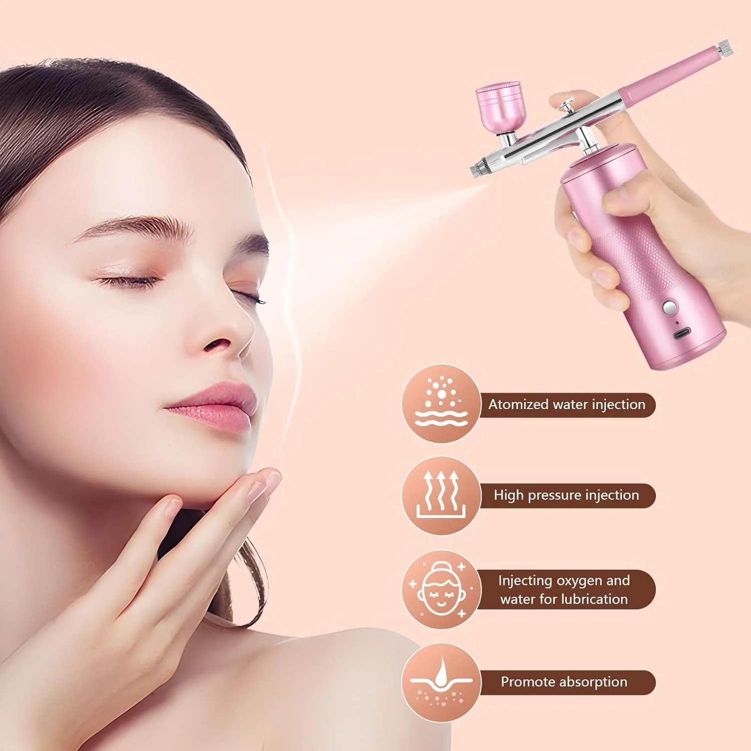 تفنگ ایربراش دستی قابل حمل، ست ایربراش مینی شارژی با کمپرسور، مناسب برای آرایش، گرافیتی، خالکوبی، ناخن، نقاشی صورت، نقاشی هنری، تزئین کیک