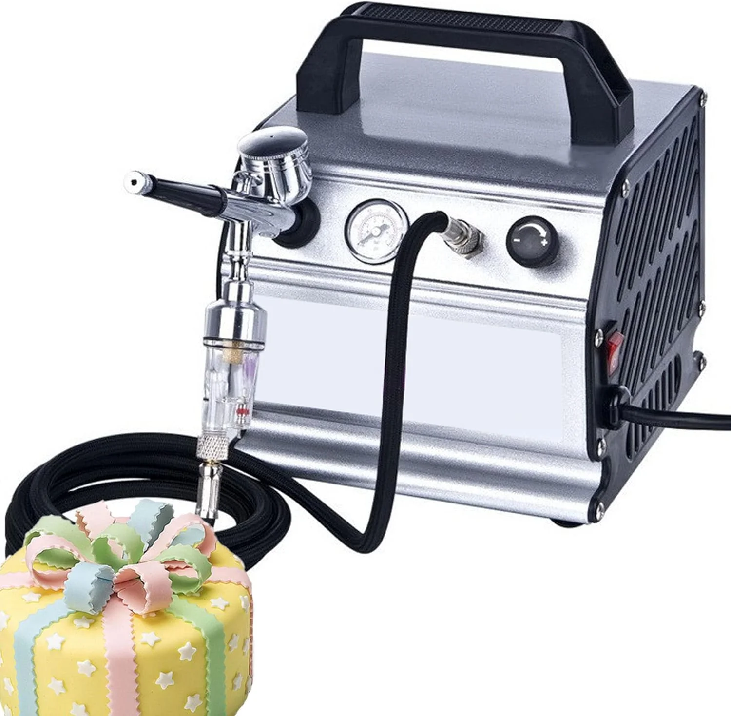 کیت ایربراش با کمپرسور هوا، تفنگ اسپری ایر براش قابل حمل 123 واتی، ابزار رنگ آمیزی مدل جوهر افشان تاتو 300 میلی لیتری، مناسب برای آرایش، هنر، نقاشی ناخن، تاتو، مانیکور، تزئین کیک