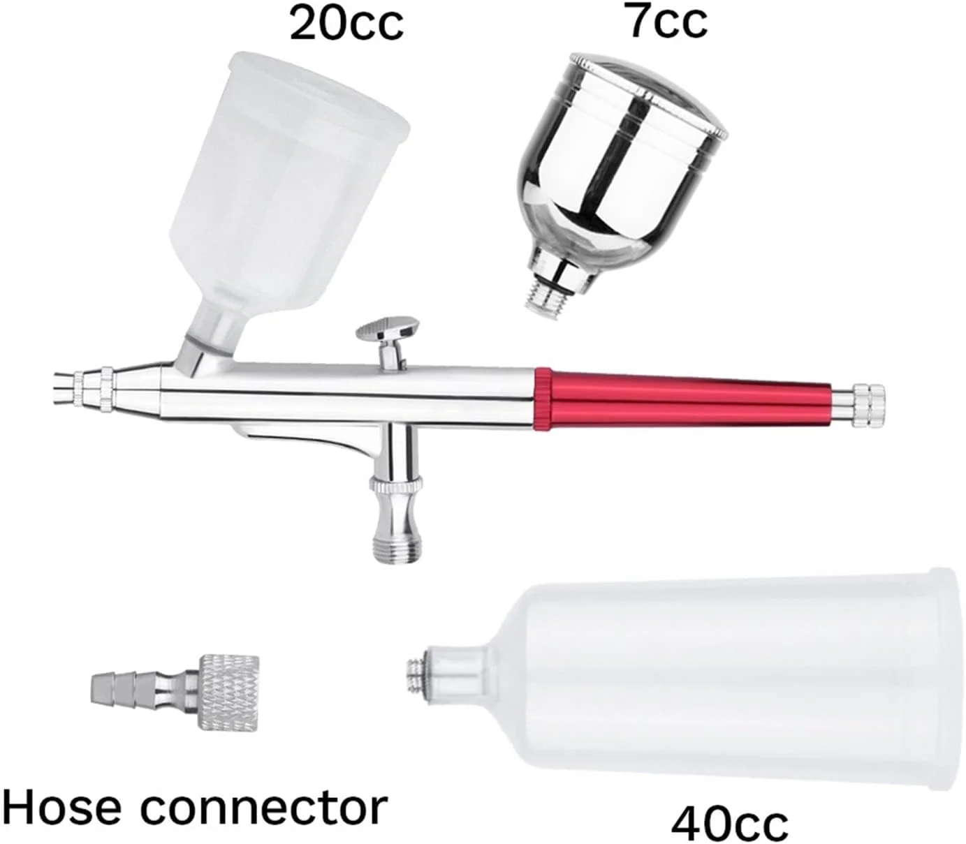 پیستوله رنگ پاش 20cc 40cc ایربراش گرانشی دو حالته، ابزار اسپری کیک، تاتو، ناخن، نازل 0.3 میلی متری، ظرف بزرگ، مناسب آرایشگر، کیت سندبلاست (ایربراش نقره ای) پیستوله رنگ پاش 20cc 40cc ایربراش گرانشی دو حالته، ابزار اسپری کیک، تاتو، ناخن، نازل 0.3 میلی متری، ظرف بزرگ، مناسب آرایشگر، کیت سندبلاست (ایربراش نقره ای)