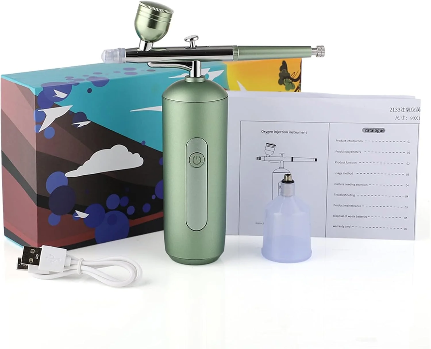 کیت ایربراش مینی با کمپرسور هوا، تفنگ اسپری رنگ ایربراش برای هنر ناخن، خالکوبی، صنایع دستی، کیک، نانو مه پاش