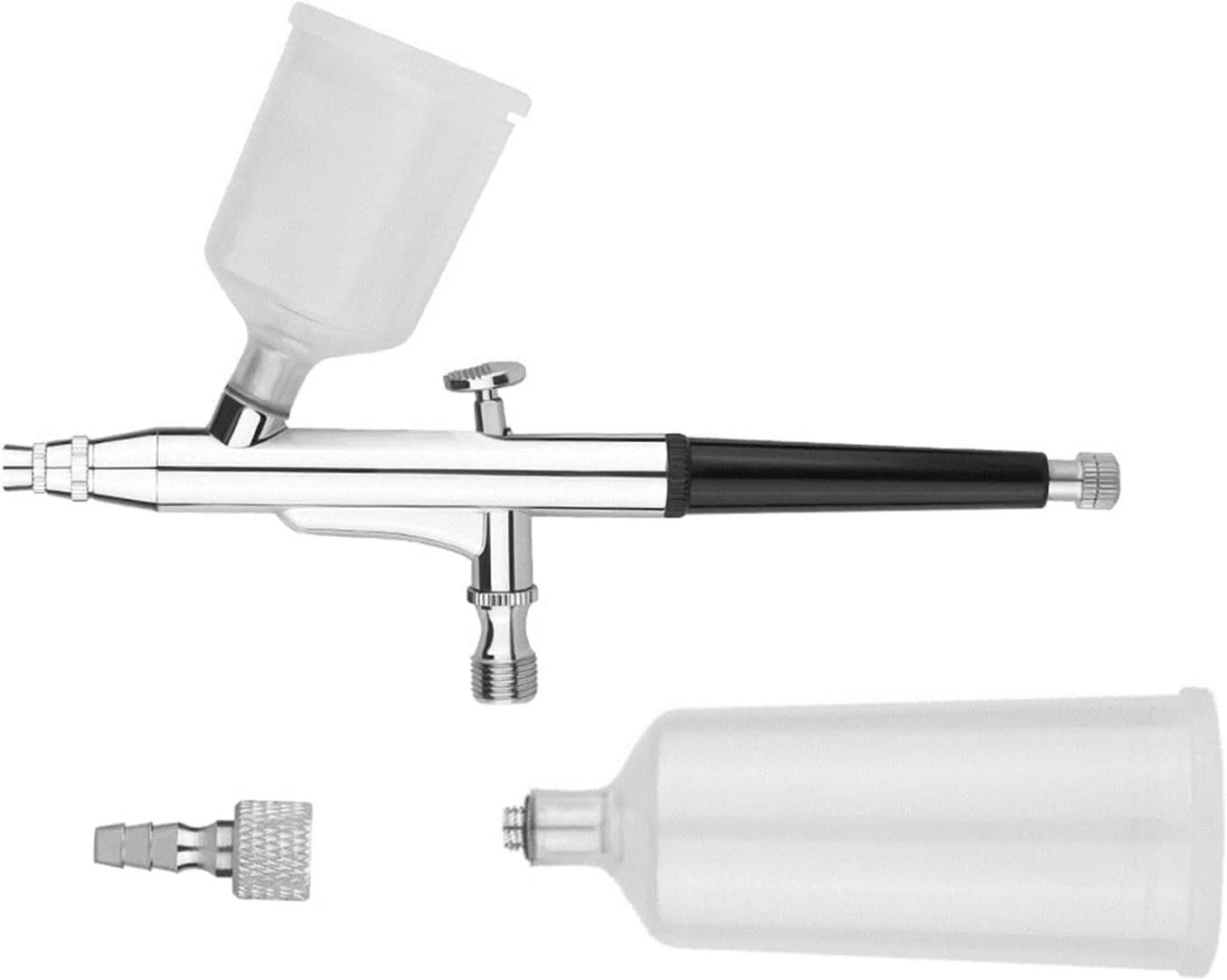 تفنگ اسپری رنگ 20cc 40cc ایربراش با تغذیه گرانشی دو حالته، ابزار اسپری کیک، تاتو، ناخن، نازل 0.3 میلی متری، فنجان بزرگ، مناسب برای آرایشگران، کیت تفنگ سندبلاست (رنگ: ایربراش مشکی)