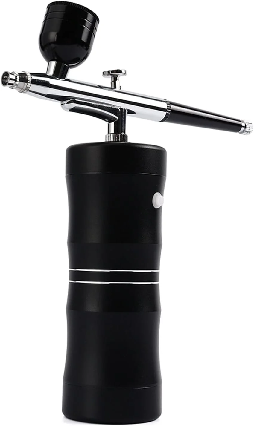 کیت ایربراش حرفه ای 0.3 میلی متری با مینی کمپرسور هوا، تفنگ اسپری رنگ ایربراش برای هنر ناخن، تاتو، صنایع دستی، کیک و نانو مه پاش