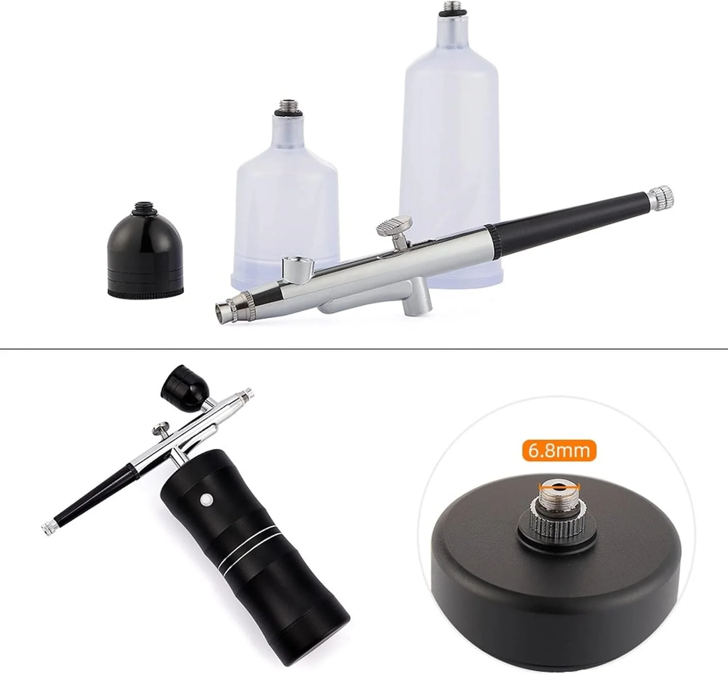 کیت ایربراش حرفه ای 0.3 میلی متری با مینی کمپرسور هوا، تفنگ اسپری رنگ ایربراش برای هنر ناخن، تاتو، صنایع دستی، کیک و نانو مه پاش