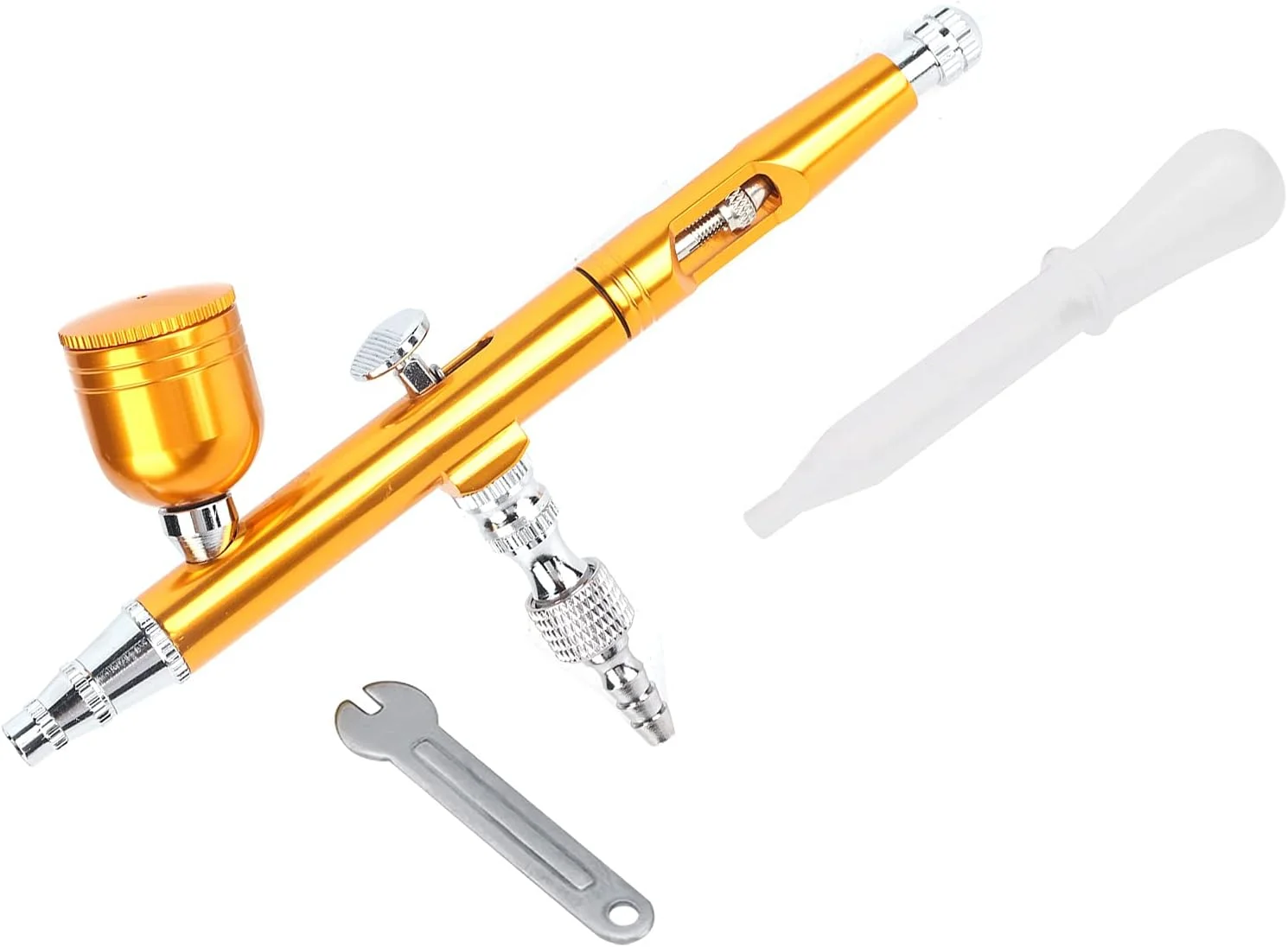 ایربراش 0.3 میلی متری با عملکرد دوگانه و تغذیه گرانشی به همراه نگهدارنده رنگ قابل حمل برای آرایش، طراحی ناخن، نقاشی و تتو (قرمز) (زرد)