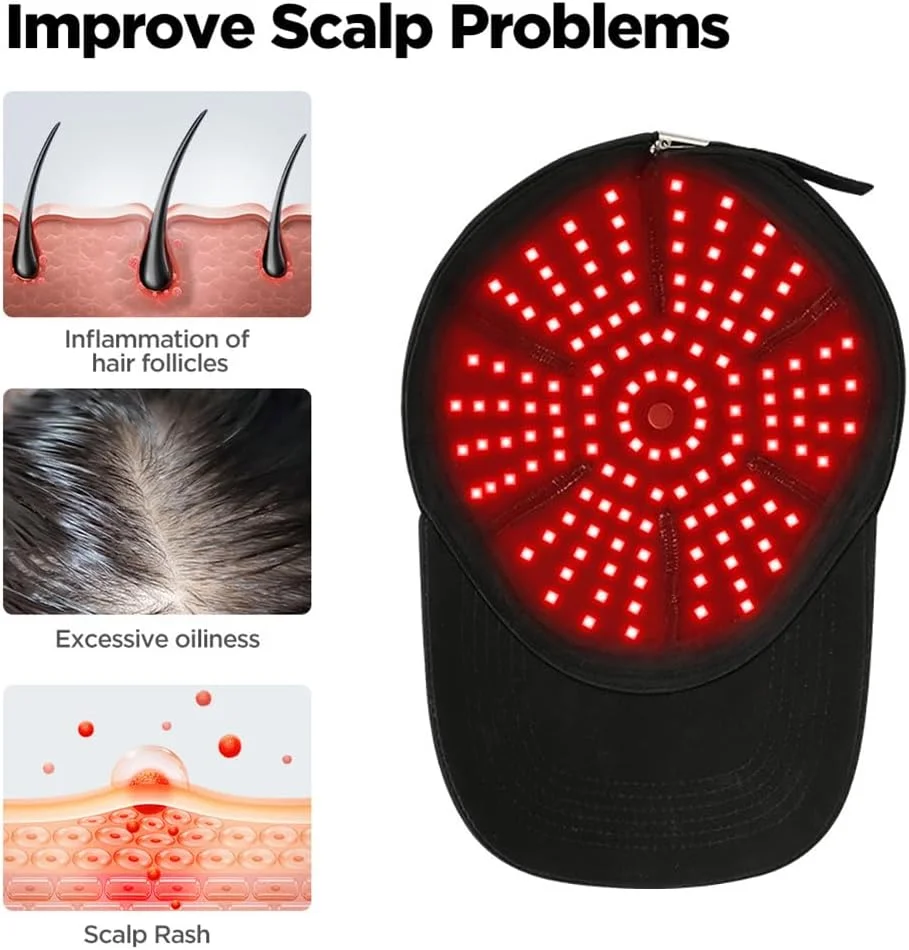 کلاه رشد مو با نور قرمز آسیا، دستگاه مراقبت از فولیکول مو با LED مادون قرمز، ضد ریزش مو و ضخیم کننده، تجهیزات بازیابی پوست سر برای مردان و زنان
