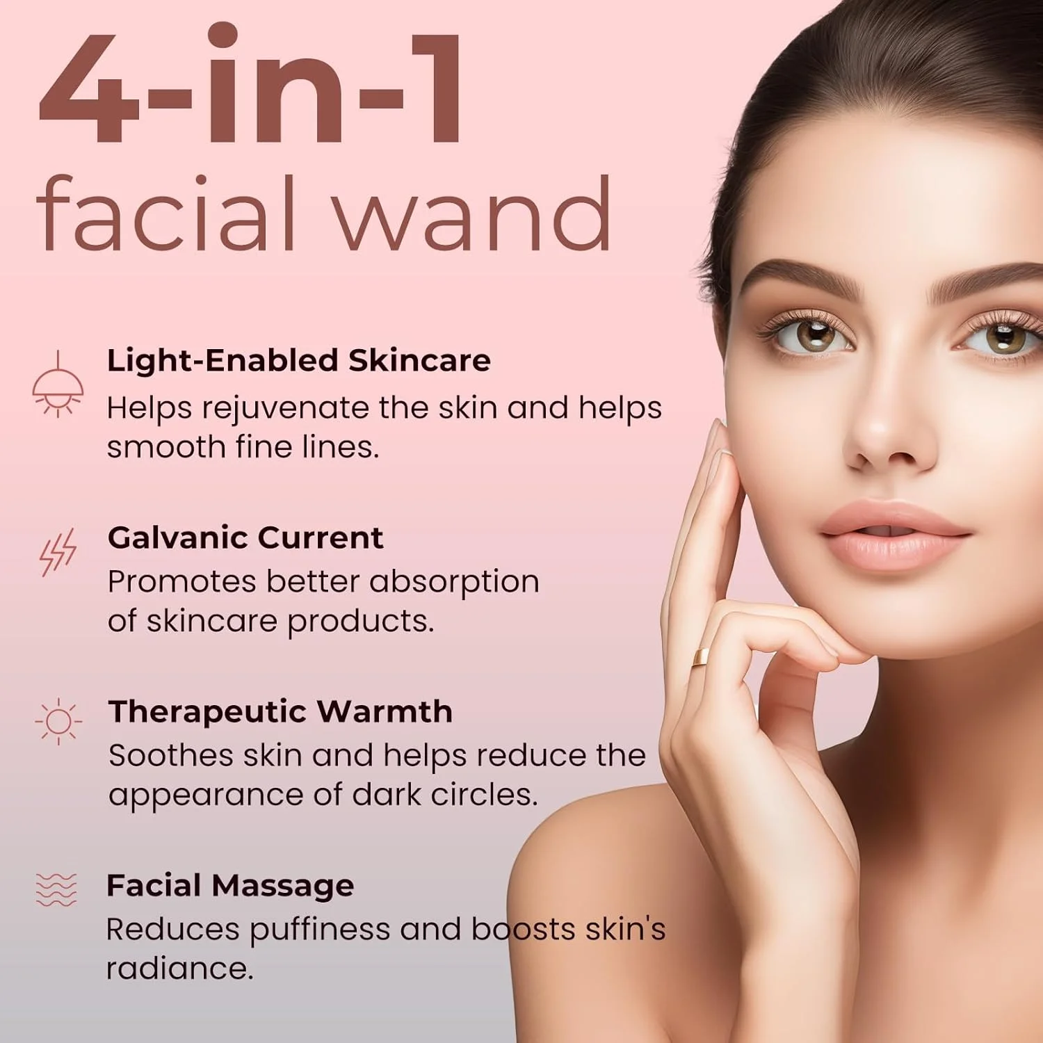 دستگاه چندکاره نور درمانی ۴ در ۱، نور قرمز برای صورت و گردن - دستگاه میکر current صورت برای ضد پیری - ماساژور پوست صورت و چشم