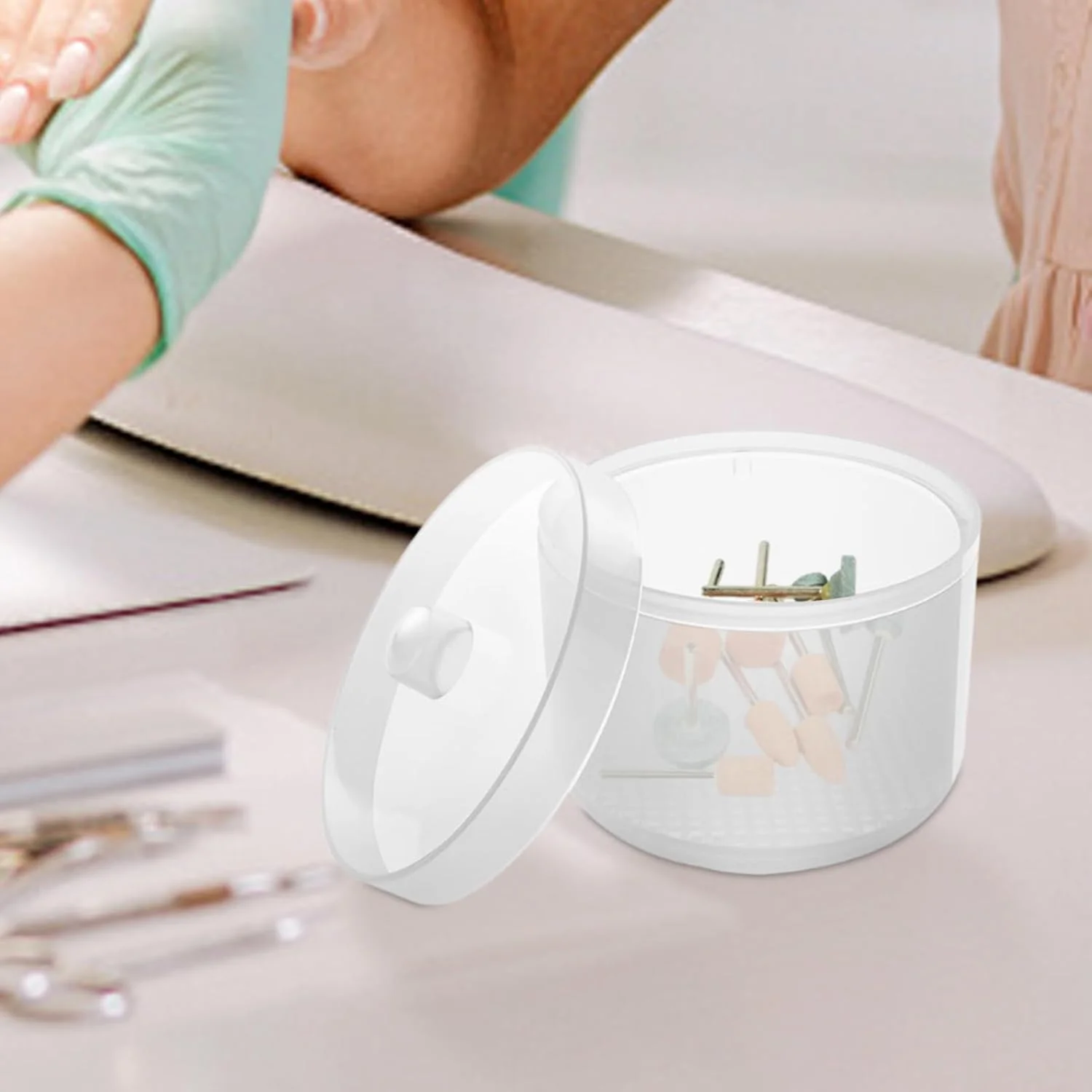 ظرف استریلیزه کننده ناخن | جعبه تمیز کننده چند منظوره ابزار ناخن برای مانیکور، پدیکور، سالن، مسافرت