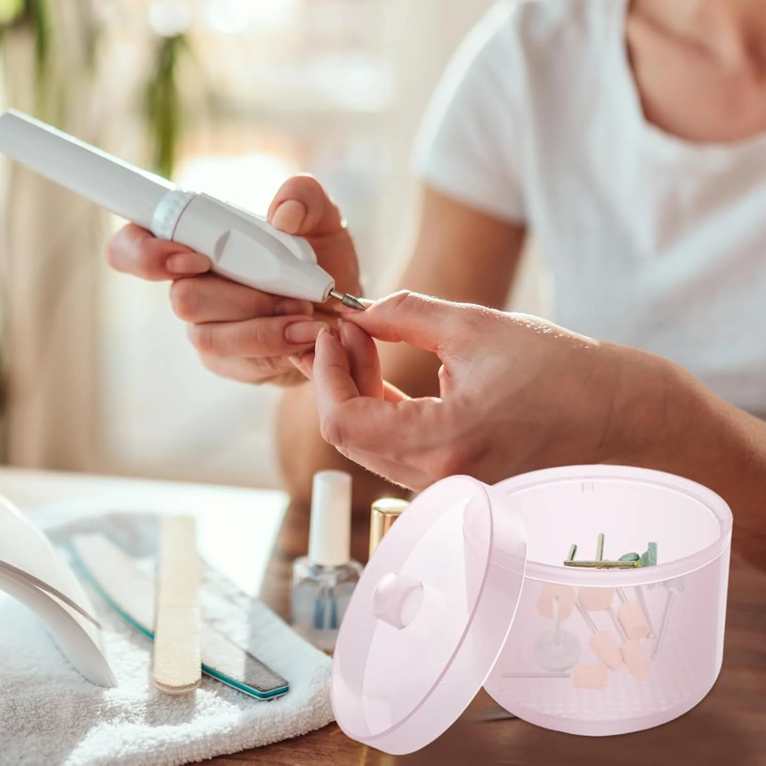 جعبه استریل ابزار ناخن، ظرف تمیز کننده مانیکور | جعبه تمیز کننده ابزار ناخن با توری ظریف برای خانه، سالن، پدیکور، مانیکور